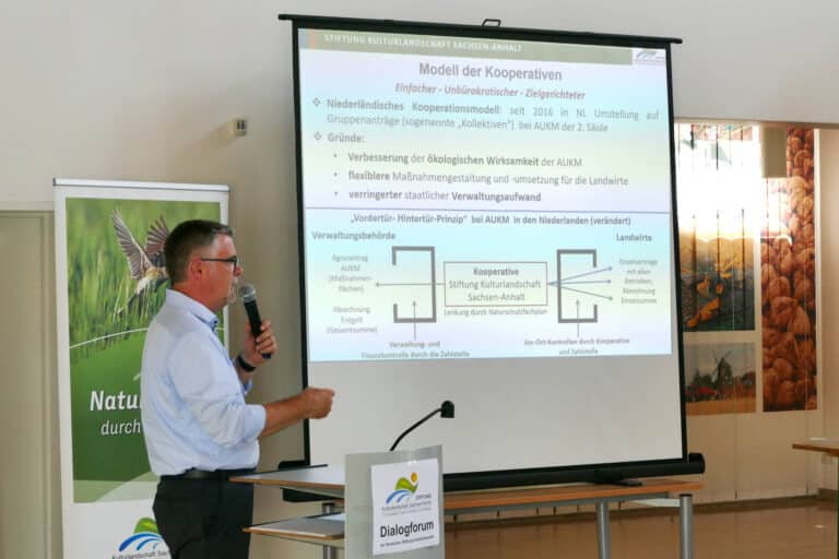 Jens Birger, Geschäftsführer Stiftung Kulturlandschaft Sachsen-Anhalt, stellt das Kooperativen-Modell vor, Foto: Katrin Schneider